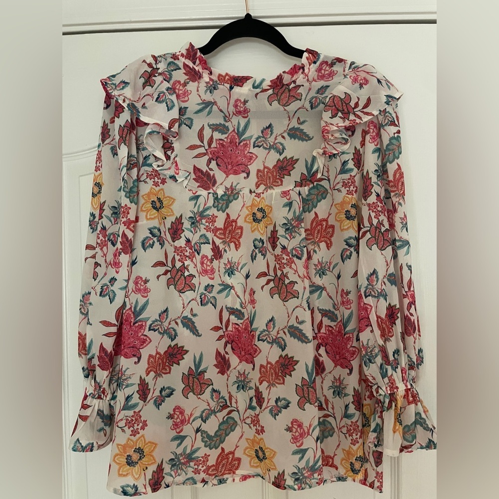 Flying Tomato Floral Chiffon Blouse - Pink and Orange